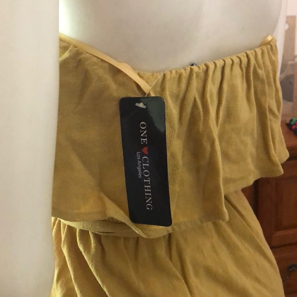 Strapless Dress Mustard Color Size Medium - Picture 3 of 3